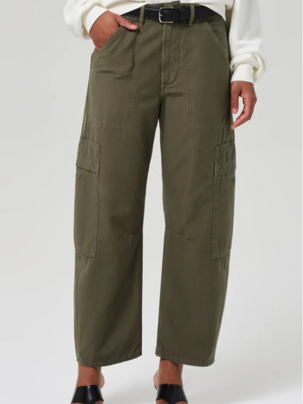 Citizens Of Humanity Olive Green Cargo Wide-Leg Pants